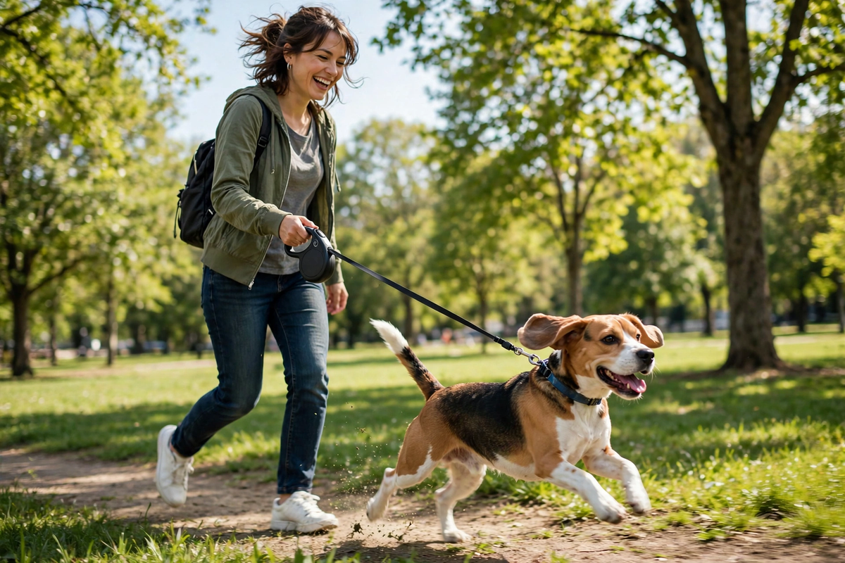 Retractable Dog Leash with Brake & Lock — Tangle-Free, 2 Sizes