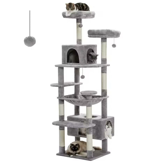 Large Cat Tree Tower with 2 Condos & Scratching Posts